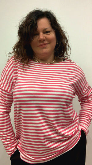 T-shirt d over righe m /lunga