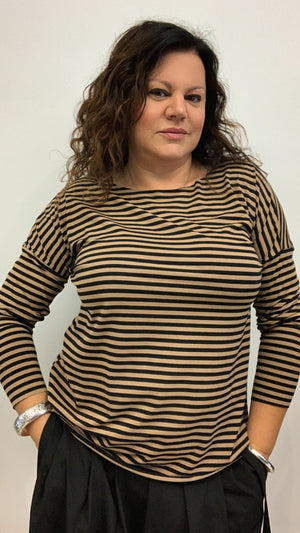 T-shirt d over righe m /lunga