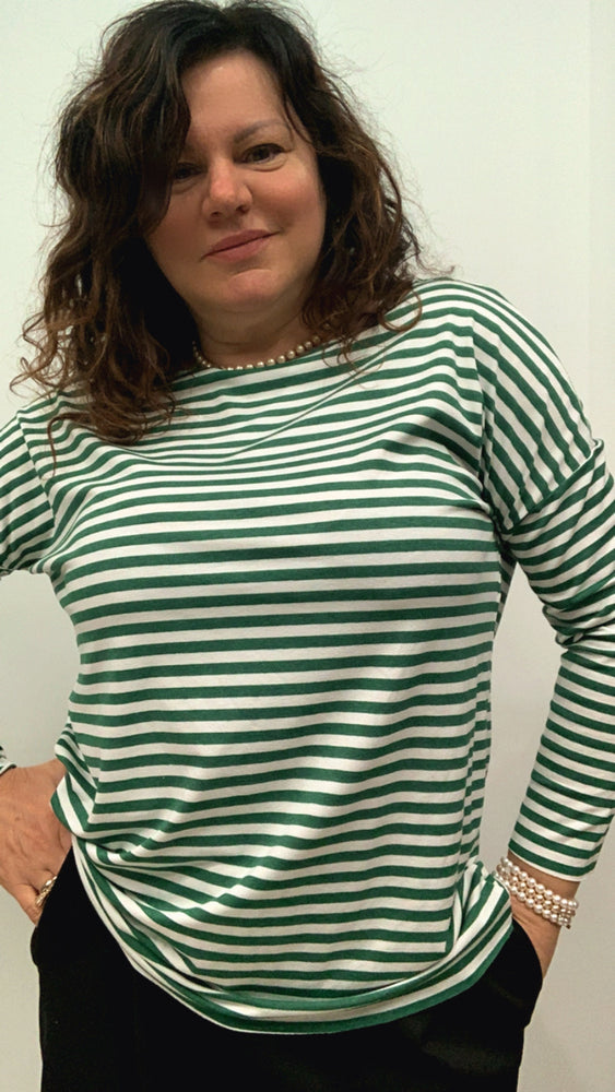 T-shirt d over righe m /lunga