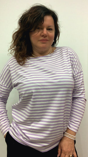 T-shirt d over righe m /lunga