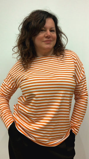 T-shirt d over righe m /lunga