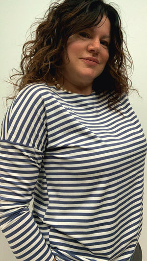 T-shirt d over righe m /lunga